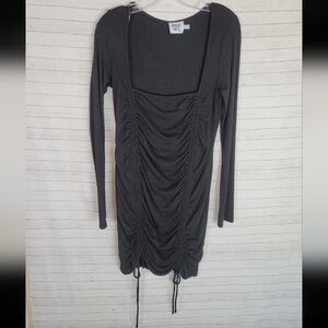 PRINCESS POLLY RIBBED LONG SLEEVE DRESS IN BLACK, SZ 12